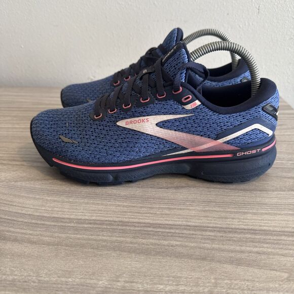 Brooks Ghost 15 Womens Size 8 Blue Pink Black Athletic Running Shoes Sneakers - Picture 6 of 11